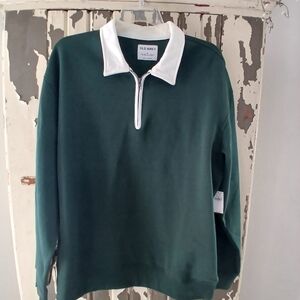NWT 44.99 XL 1/4 ZIP GREEN WITH WHITE TRIM